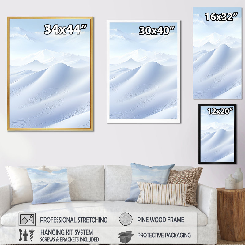 Winter Winter Snow Scenery I - Snow Wall Art Living Room, Cadre flottant noir, H 32 po x l 16 po x P 1 po