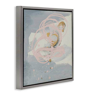 Grey with Pink Swirl Floater Canvas Wall Art by Patricia Pinto