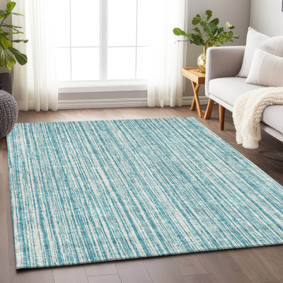Premium Machine Washable Prisco Teal Rug