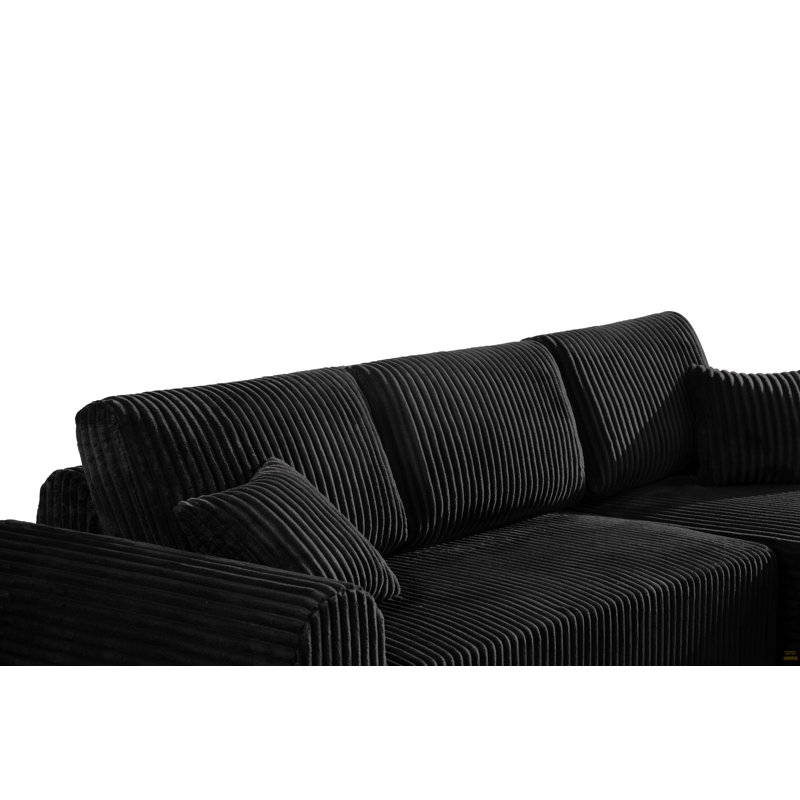 Canapé modulaire 109 po avec méridienne en L 109 po Cloud, Noir