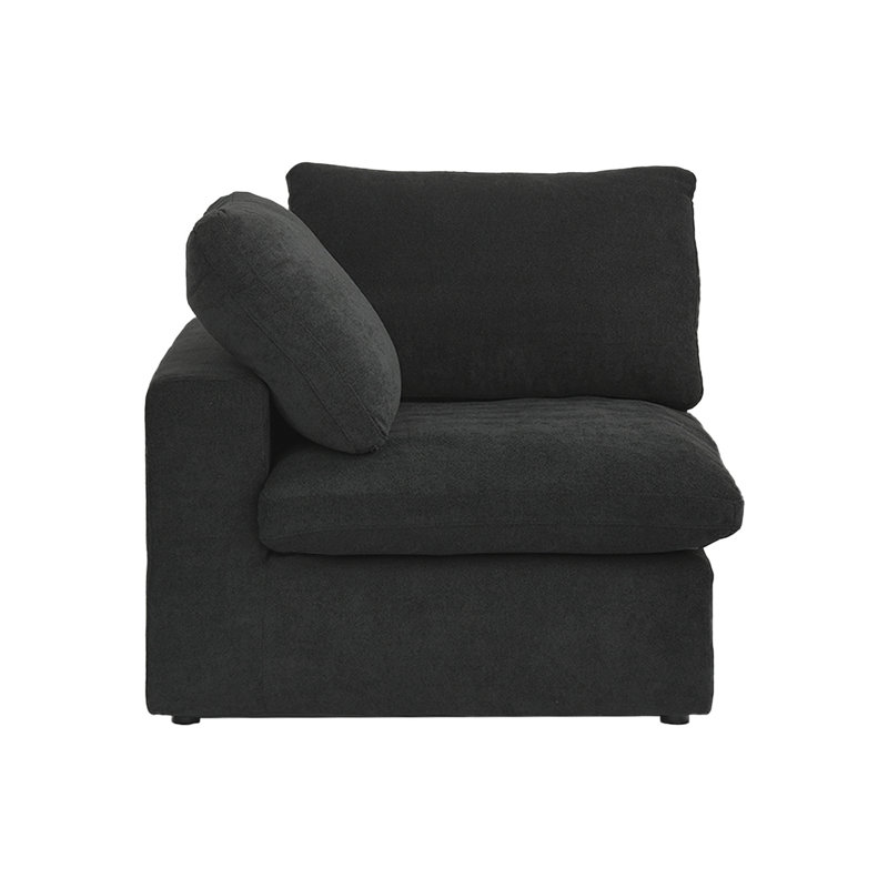 Fauteuil d'angle à housse en lin mélangé, Noir