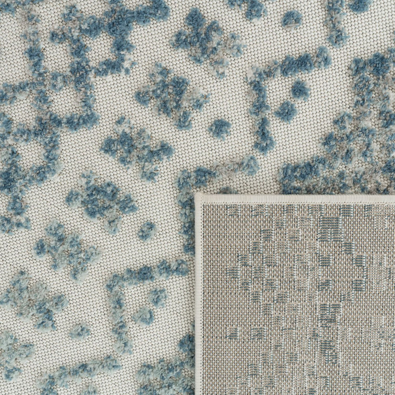 Tapis intérieur / extérieur motif treillis Marrakech avec effet haut / bas, Rectangle 6 pi 7 po x 9 pi 6 po