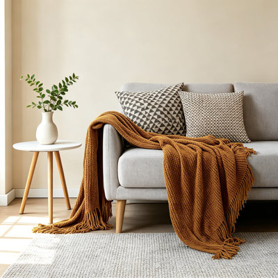 Jeté Boho pour canapé, douillette douillette en chenille tricotée, coussin décoratif léger et respirant