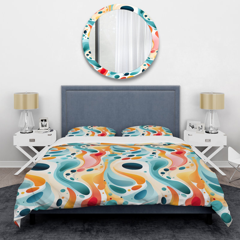 Soft Color Multicolor Abstract Neutrality Wave Abstract Duvet Cover, Twin Duvet Cover + 1 Standard Sham