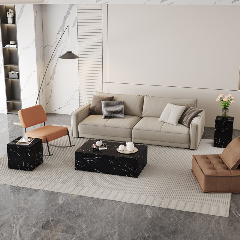 Ensemble de table basse Harmonious Marble Texture MDF - A Choice For Modern Home Harmony.