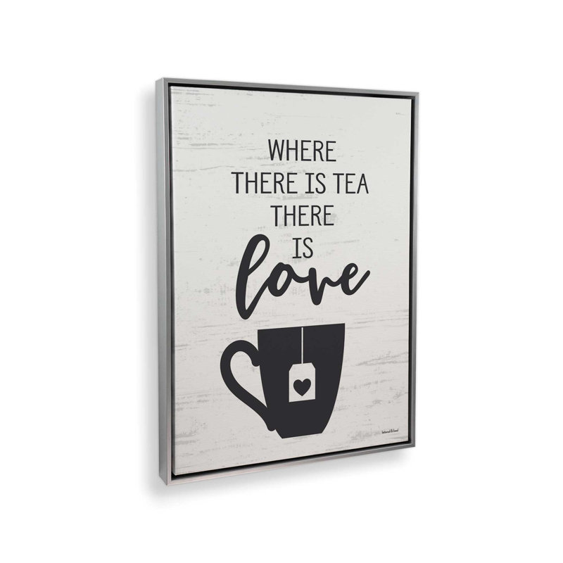«Where There is Tea» par Art texturé, L 30 x H 40, Toile avec cadre, Argent