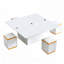 Table basse pliable relevable avec 4 tabourets de rangement-1679991335