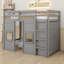 Solid Wood Twin Size Loft Bed With Built-In Storage Wardrobe And 2 Windows-159241220