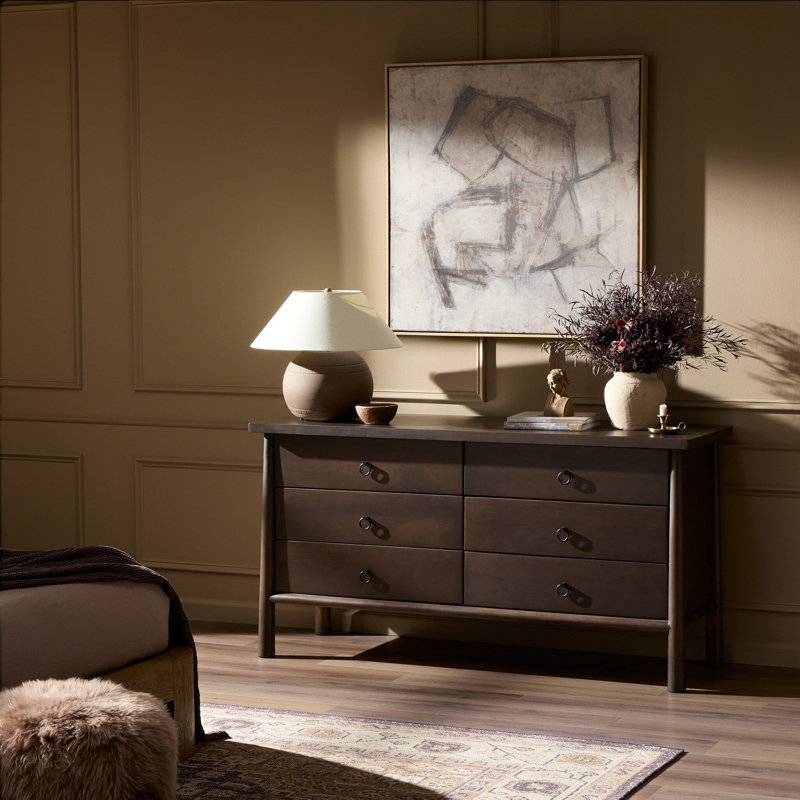 Freddie 6 Drawer Dresser-Brown, Caramel Mango