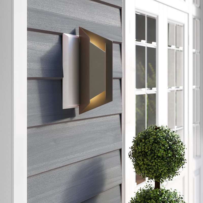 Lex Integrated LED Aluminum Geometric Wall Sconce, Bronze, 22" H x 10.5" W x 5.5'' D