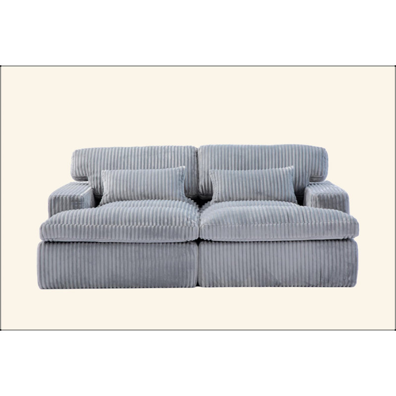 Double méridienne intérieure, canapé-lit rembourré surdimensionné pour l'intérieur, canapé-lit luxueux à assise profonde, causeuse modulaire, causeuse en velours côtelé pour le salon, aucun assemblage requis