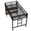 Lit mezzanine simple en métal avec tablette de rangement, lit mezzanine avec échelle facile à monter et garde-corps pour enfants, noir