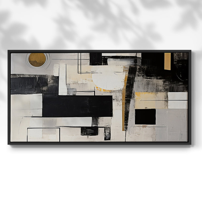 «Abstract Series» -CCCLLXXIX- Toile tendue avec châssis tendue, prête à être accrochée, H 25 po x l 49 po, Argent argent