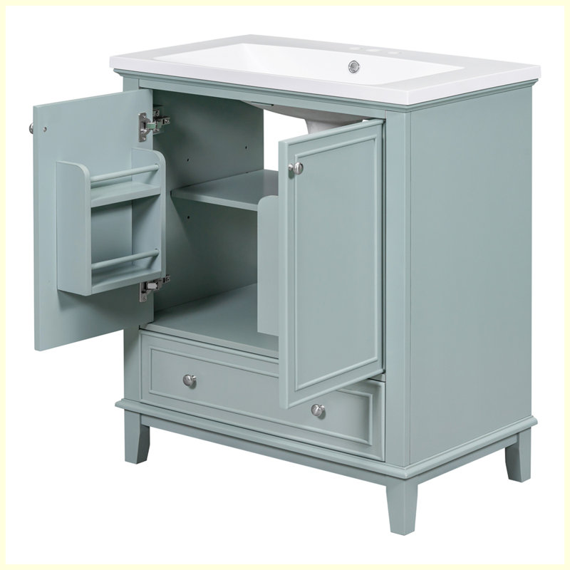 Meuble-lavabo moderne multifonctionnel avec lavabo et tiroir, Vert