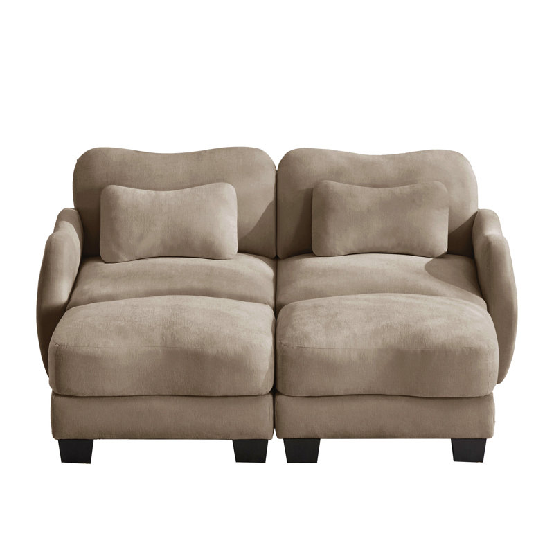 Canapé de soutien en chenille avec coussin de taille délicate et repose-pieds mobile, conception ergonomique incurvée, canapé modulaire facile à assembler pour le bureau du salon