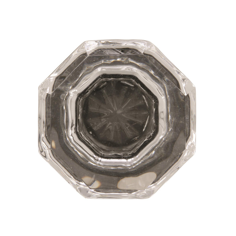 Poignée géométrique traditionnelle de 1 5/16 po de longueur, Cristal avec une base bronze noir