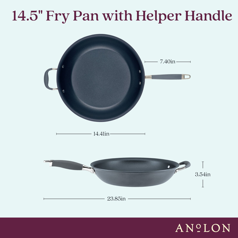 Anolon Advanced Home Hard Anodized Nonstick Frying Pan / Skillet with Helper Handle, 14.5 Inch, Gray
