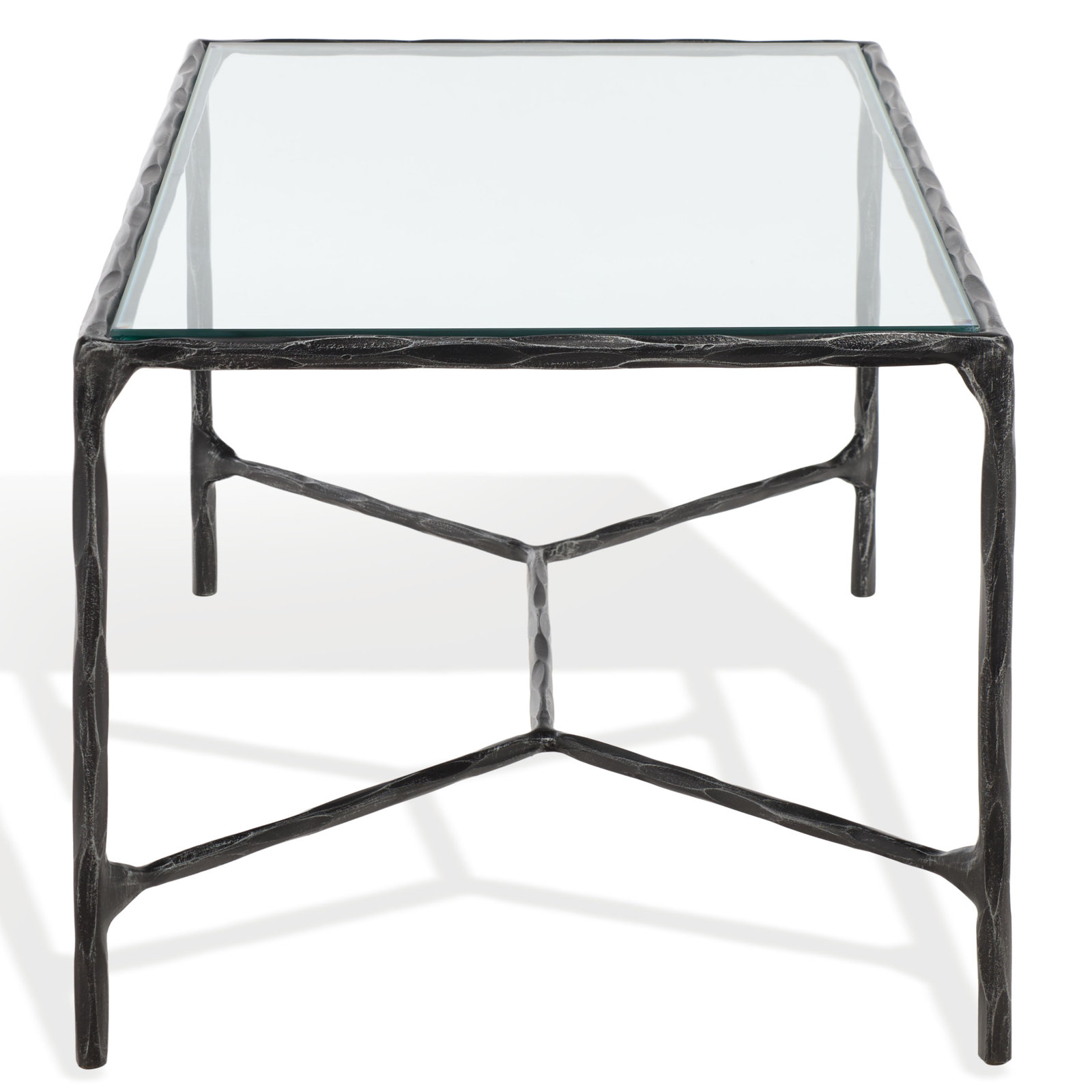 Evelynn 40" Glass Coffee Table, Clear, Black