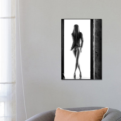 Woman Standing In Doorway by Johan Swanepoel - Wrapped Canvas Print