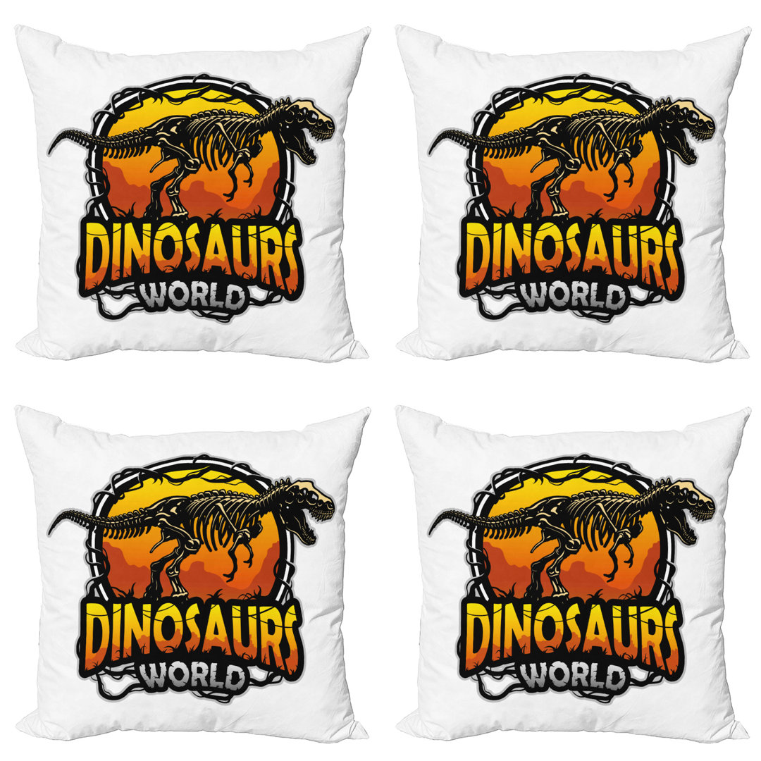 Kissenbezug, Dino Welt Scary Beast, Dinosaurier, Orange Gelb Grau