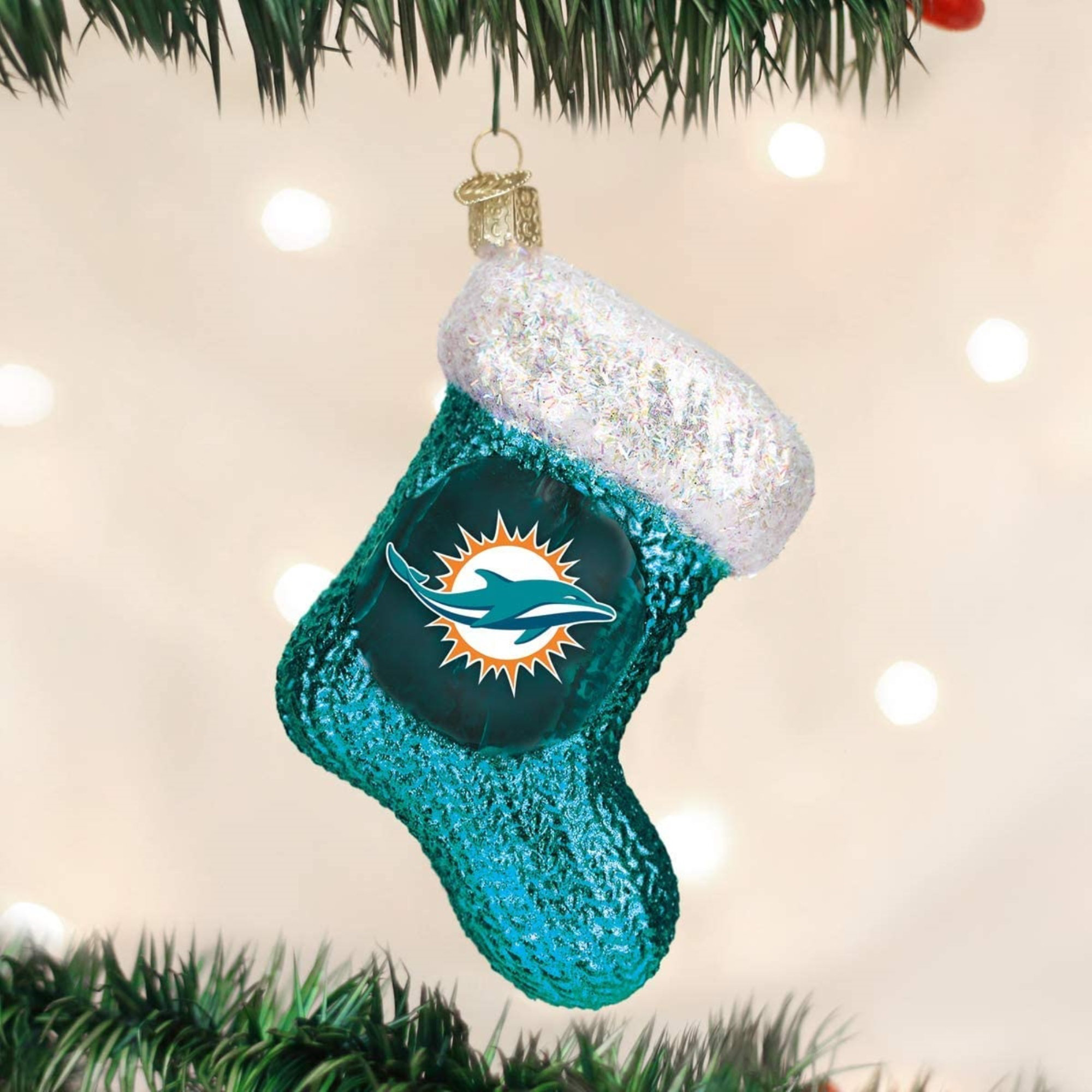 Old World Christmas Miami Dolphins Football Ornament For Christmas Tree