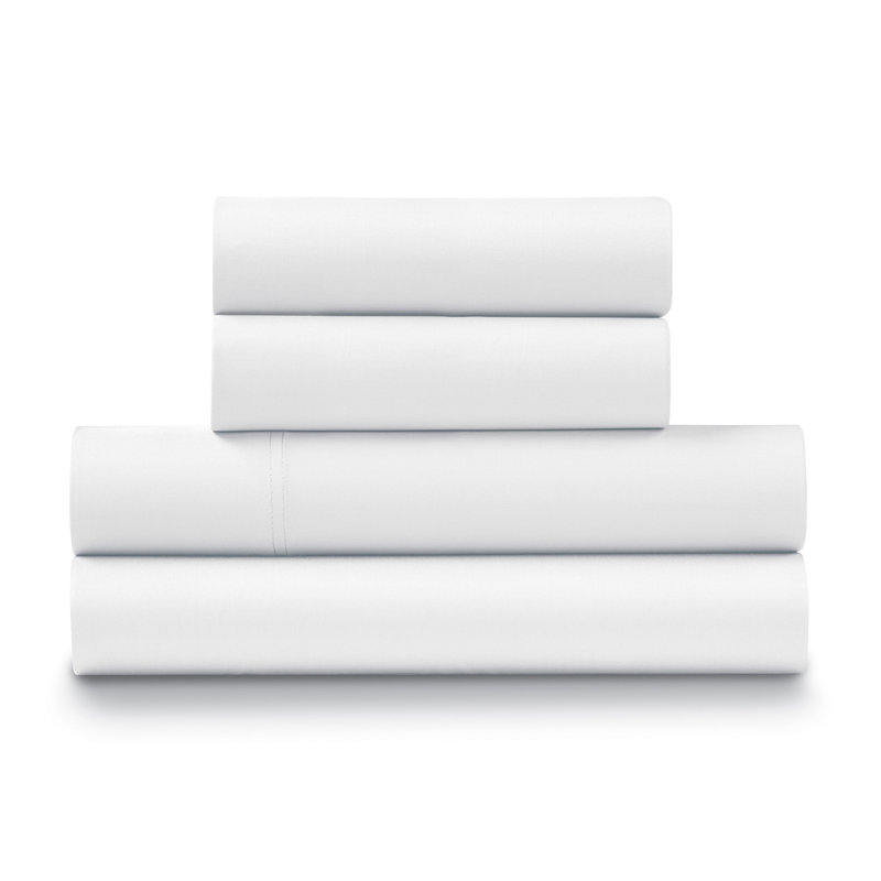  500 Thread 100% Cotton Sateen Sheet Set (4PC.), White, Queen