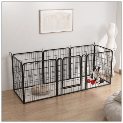 8 Panels Heavy Duty Metal Playpen With Door, Ideal For Indoor And Outdoor Pet Enclosures, Durable And Versatile