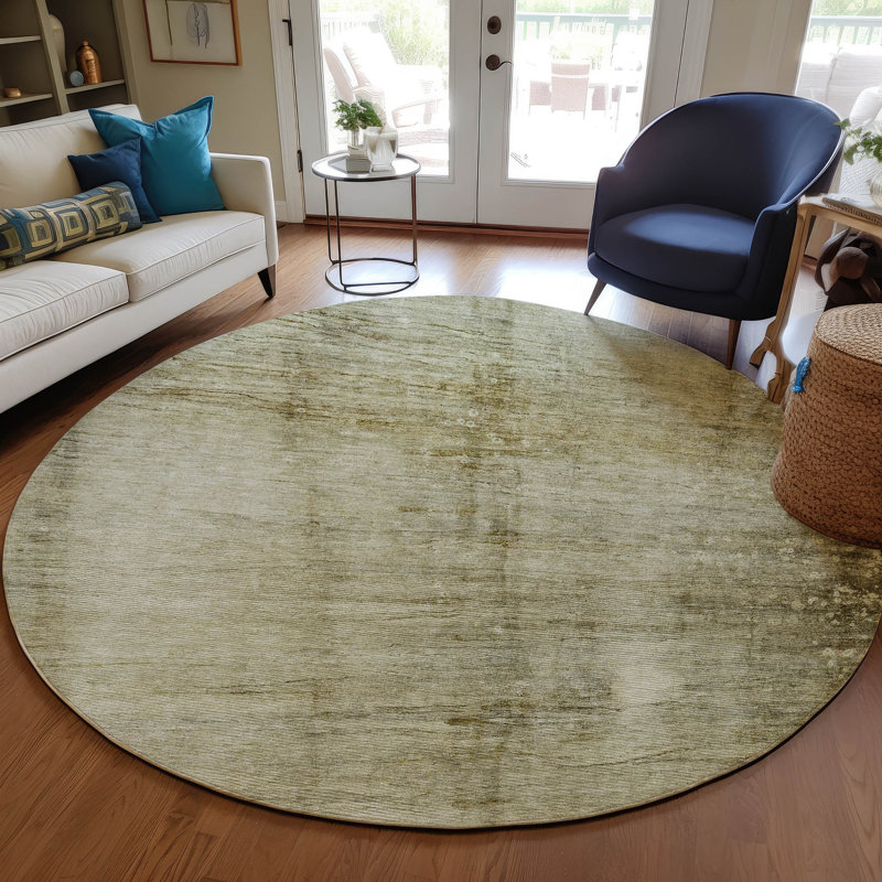 Washable Abstract Indoor / Outdoor Rug, Round 8'