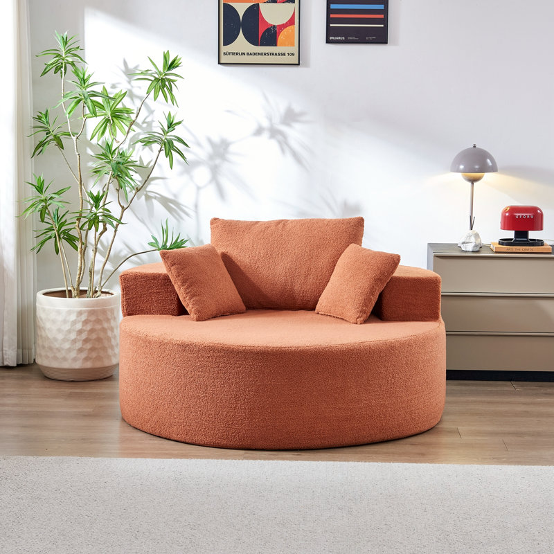 Chaise ronde en peluche avec coussins Teddy, Orange
