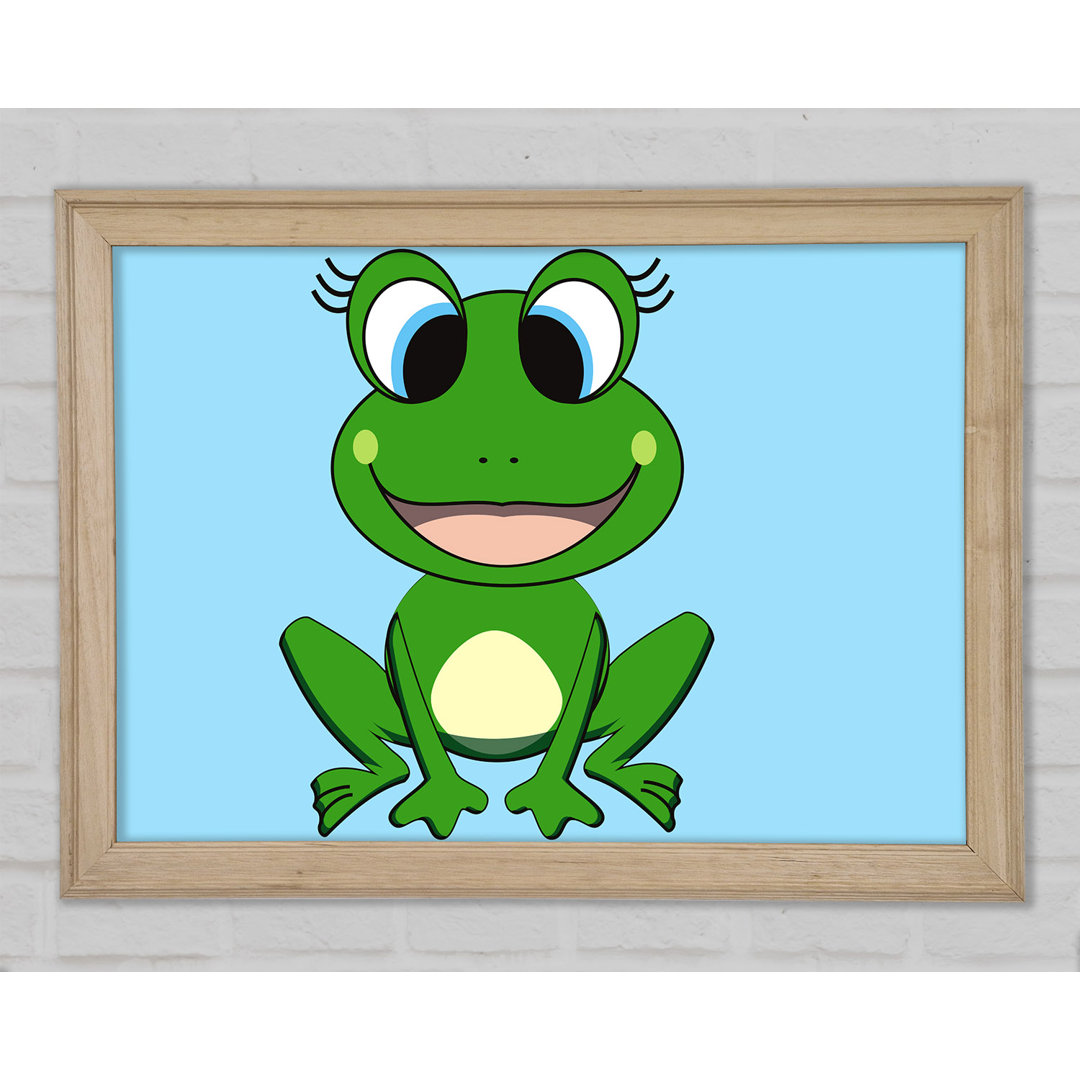 Happy Frog Ready To Leap Baby Blue - Einzelner Bilderrahmen Kunstdrucke