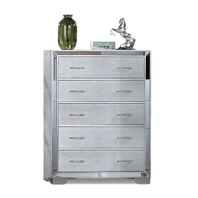 Commode 5 tiroirs Silloth, Argent