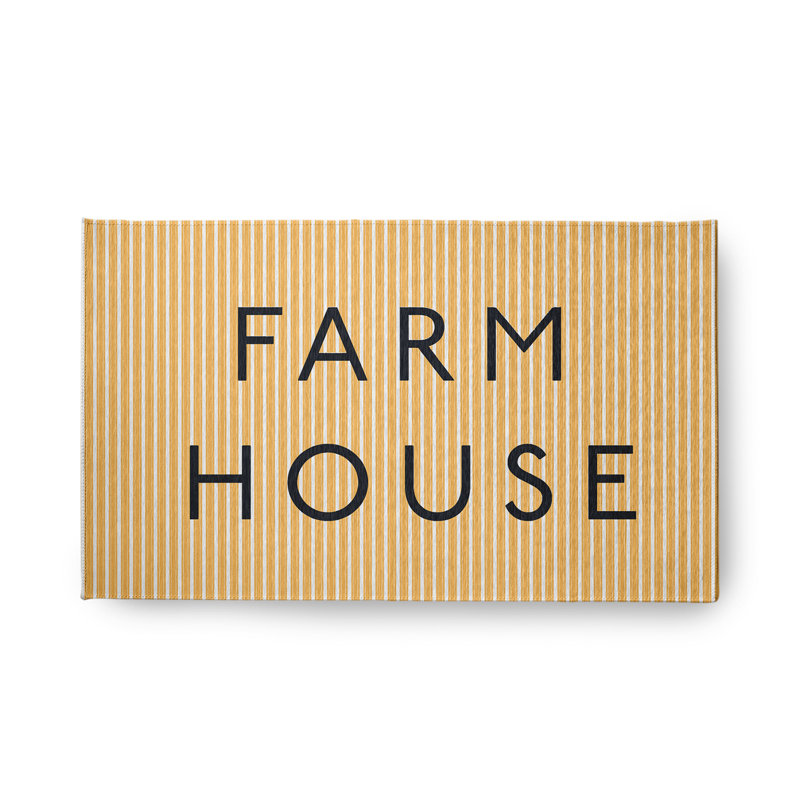 Tapis en chenille Farmhouse Ticking Farmhouse-CRWN1468YE8, Rectangle 1 pi 6 po x 2 pi 6 po