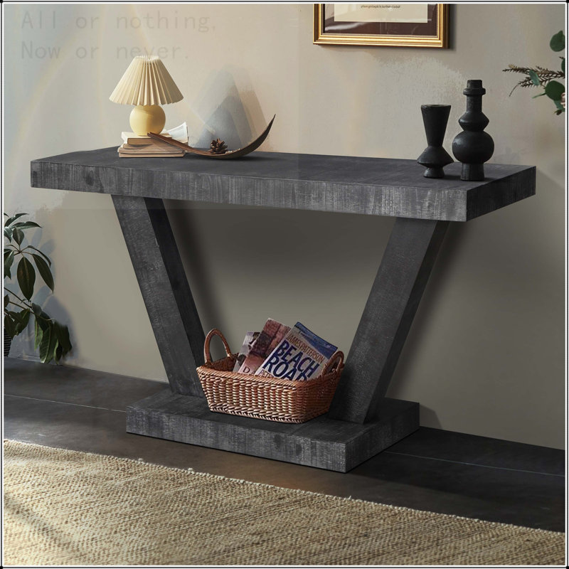 Banc de hall d'entrée rétro en bois vieilli avec rangement à 2 niveaux, Noir antique