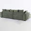 Green Corduroy L-shaped Sectional Sofa With Storage Ottoman