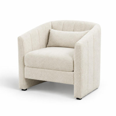 Fauteuil d'appoint capitonné en forme de citrouille, recouvert de chenille, avec structure en bois, coussin amovible, ressorts ensachés, rembourrage en mousse haute densité, oreiller, capacité de charge de 159 kg