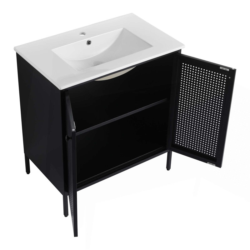 Meuble-lavabo autoportant avec comptoir en céramique
