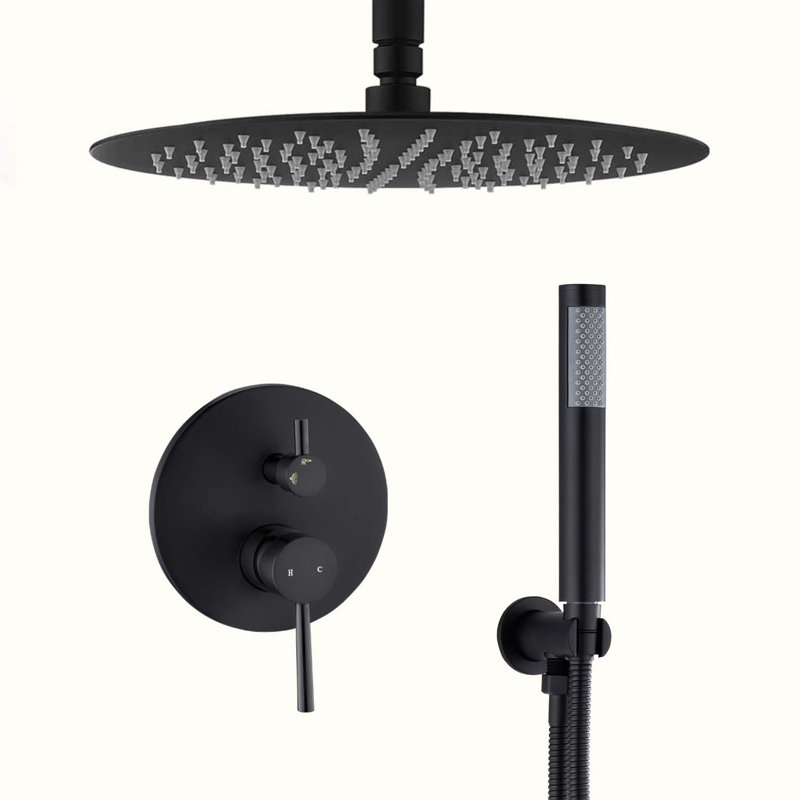 Complete Shower System with Rough in-Valve, Matte Black