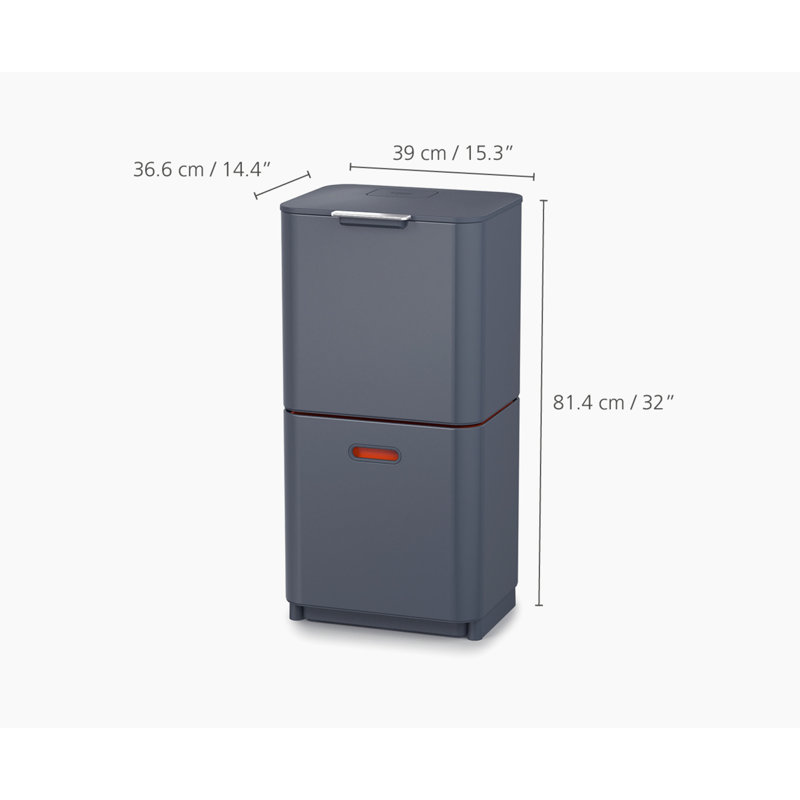 Totem Waste & Recycling Dual Kitchen Trash Can, 15.85 US Gallons, Graphite