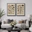 Abstrait botanique, "plante florale classique, photos murales de cuisine neutres rétro, impression sur toile encadrée 2 pièces"-91068937-91068932