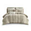 Édredon 3 pièces en coton taupe double / grand - aspect rayé, rembourrage 100%, détails décoratifs, visible, fascinant,