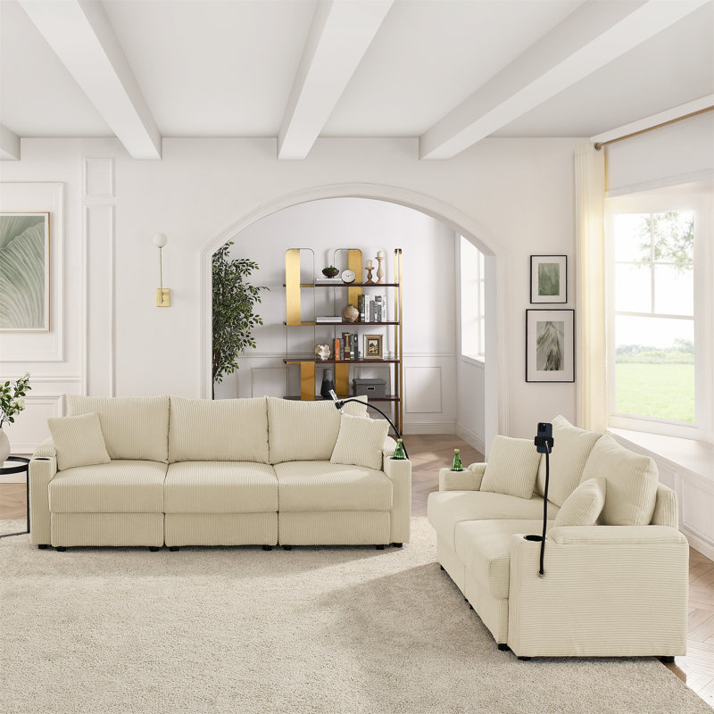 Ensemble de canapé confortable avec rangement et accessoires fonctionnels pour le salon