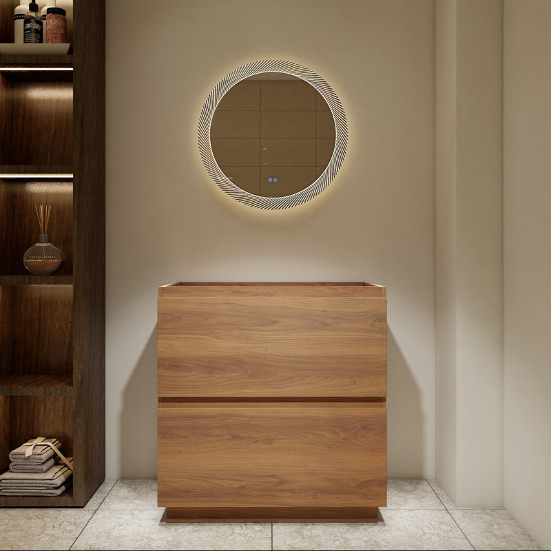 30" Contemporary Bathroom Vanity Base with Drawers, Brown