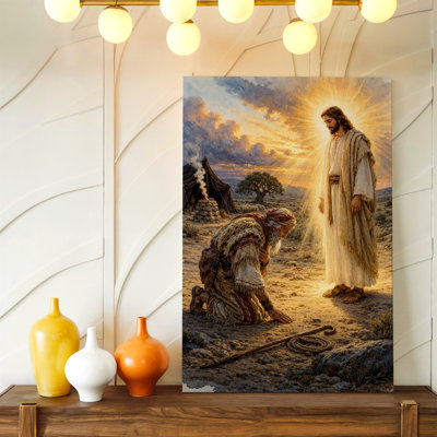 Jesus Religious Christian Appearing To Shepherd Canvas Wall Art Print, Decorative Artwork For Living Room Bedroom Office Hallway Gallery Wall Decor, Room Accent, Decorative Picture