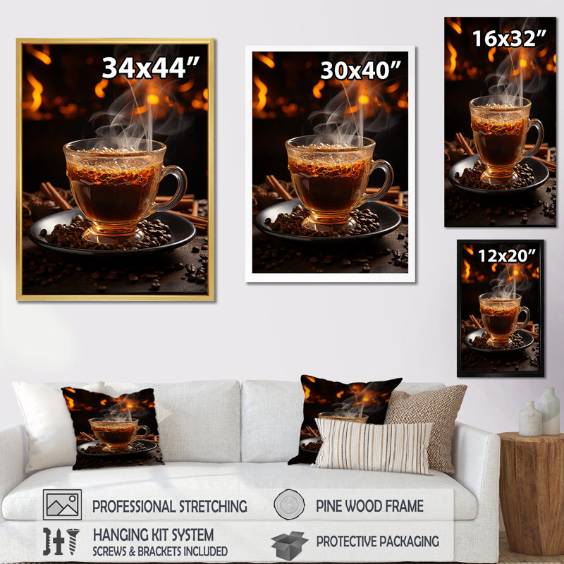 «Cuba Aroma Coffee Harmony» sur impression sur toile, H 20 po x l 12 po x P 1 po, Cadre simple blanc