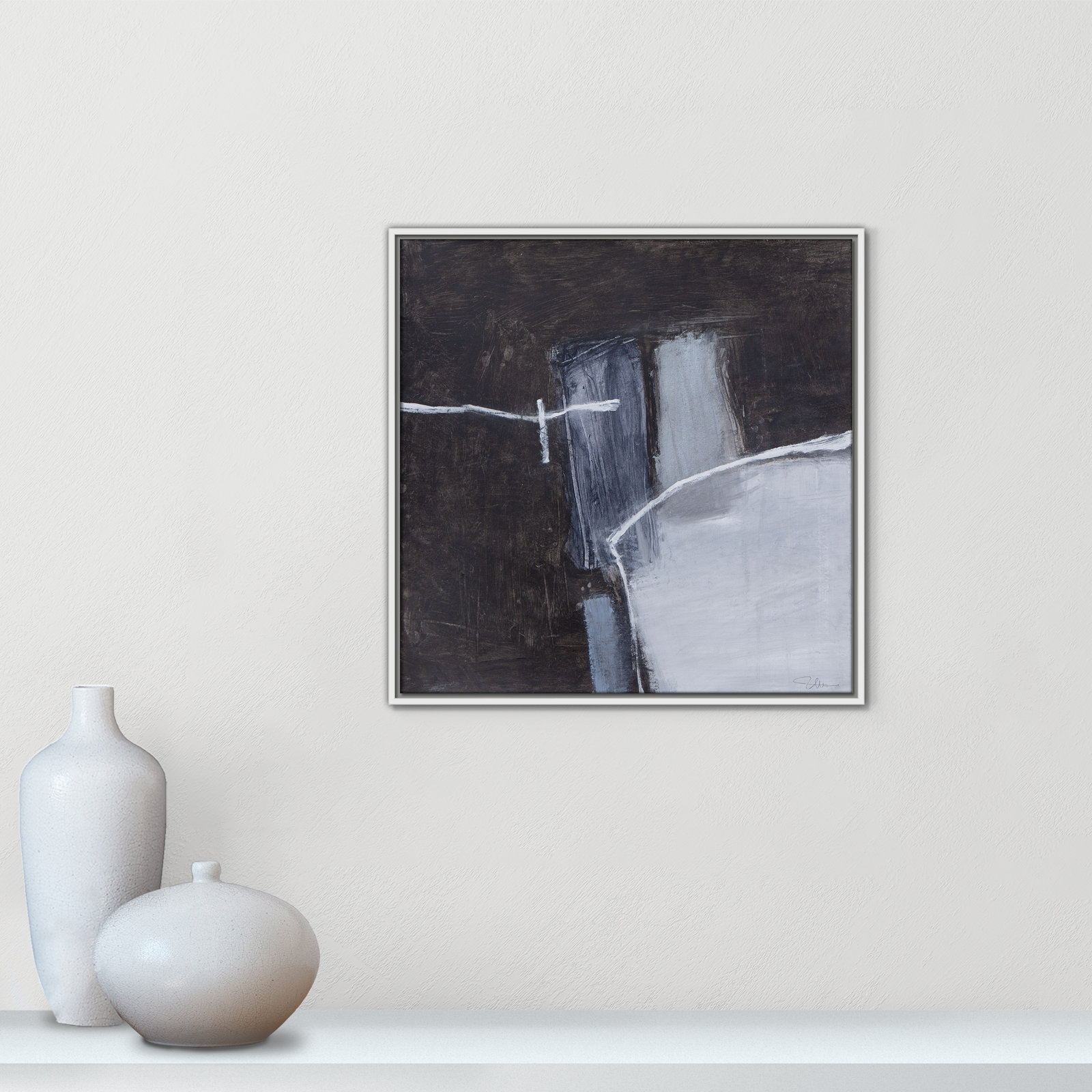 Graphite Gemstones Collection "Graphite Gemstones I" Print, White, 25.5" H x 25.5" W