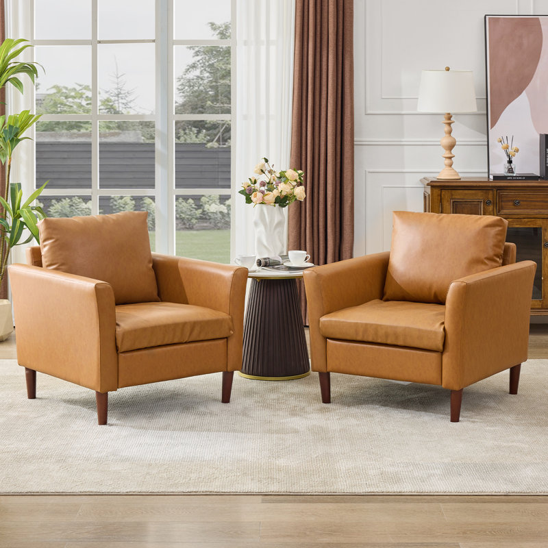 Ensemble de 2 chaises d'appoint Bobur, Similicuir brun moyen
