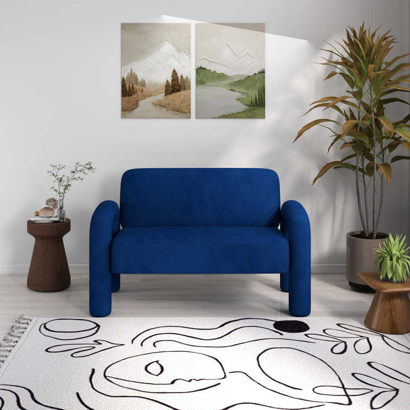 Causeuse en velours 2 places Iryanna, Marine