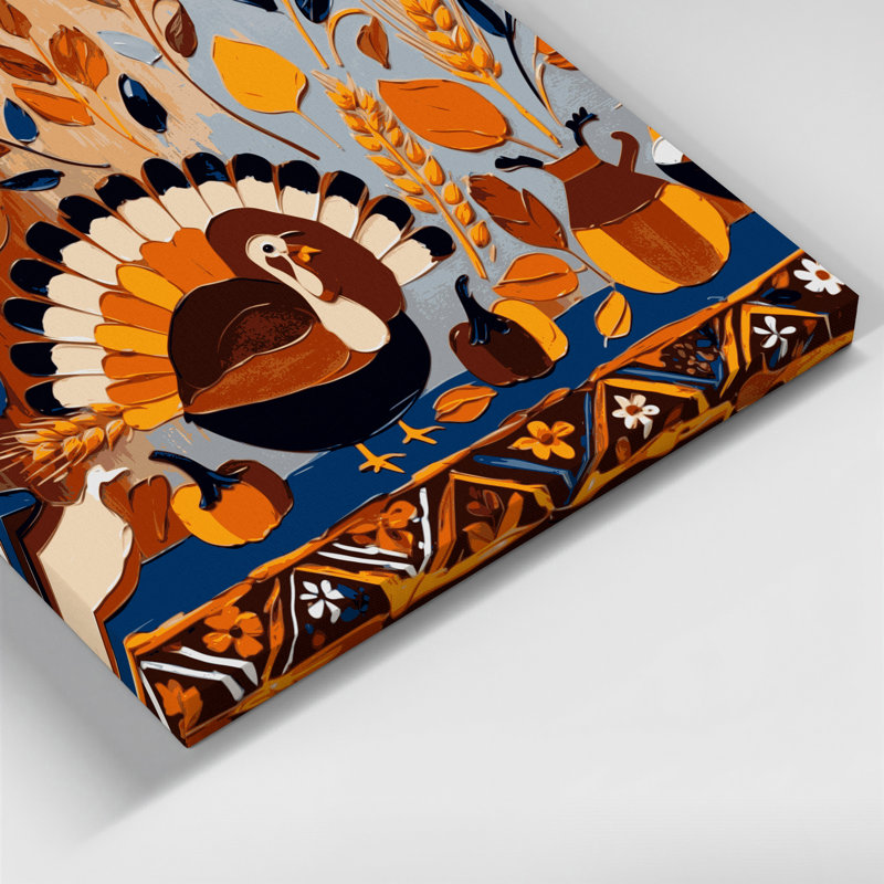 Art mural sur toile brun de l'Action de grâce de style scandinave brun, H 32 po x l 32 po