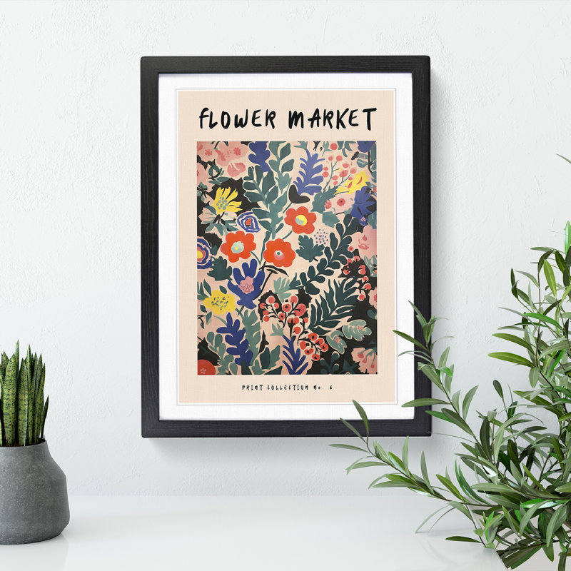 The Flower Market Exhibition No.6 - Single Picture Frame Print on Wood, 46cm H x 34cm W x 2cm D