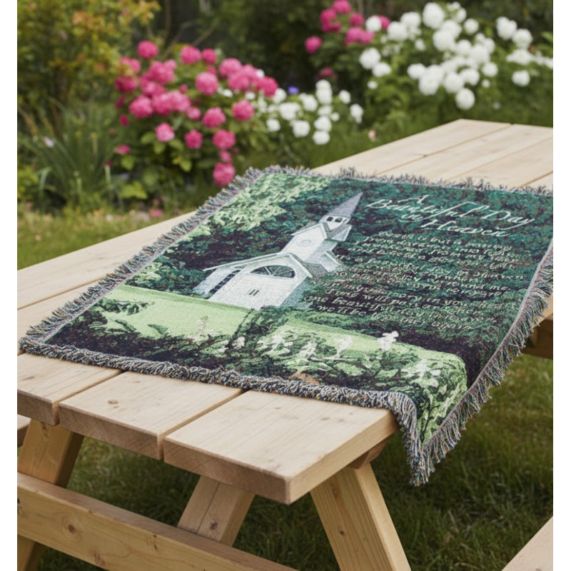 Jeté de tapisserie en coton manuel 50 x 60 pouces A Beautiful Day In Heaven, Vert